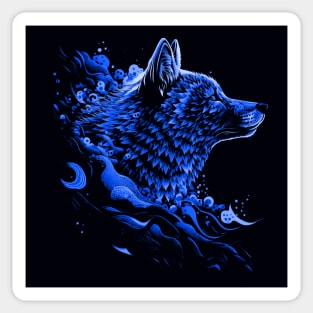 The Blue Majestic Wolf Sticker